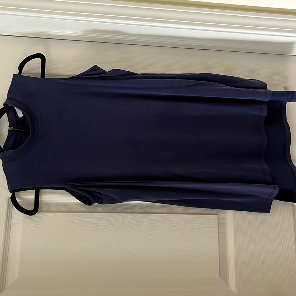Blue high neck top long sleeve with shoulder exposed